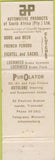 Matchbook Cover - Automotive Products South Africa Johannesburg