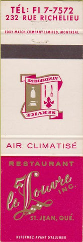 Matchbook Cover - le Louvre Inc St Jean QC