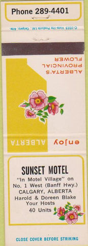 Matchbook Cover - Sunset Motel Calgary Alberta