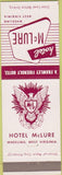 Matchbook Cover - Hotel McLure Wheeling WV