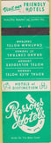 Matchbook Cover - Parsons Hotels ST Thomas Chatham London ON