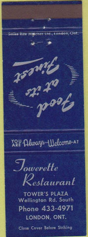 Matchbook Cover - Towerette Restaurant London ON