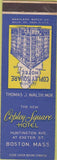 Matchbook Cover - Copley Square Hotel Boston MA