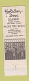 Matchbook Cover - Holiday Inn Delaware OH