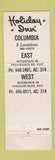 Matchbook Cover - Holiday Inn Columbia MO