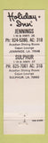 Matchbook Cover - Holiday Inn Jennings Sulphur LA