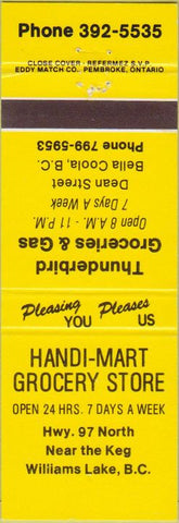 Matchbook Cover - Handi Mart Grocery Williams Lake BC