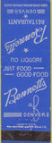 Matchbook Cover - Bennetts Restaurant Denver CO
