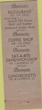 Matchbook Cover - Bennetts Restaurant Denver CO