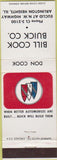 Matchbook Cover - Bill Cook Buick Arlington Heights IL