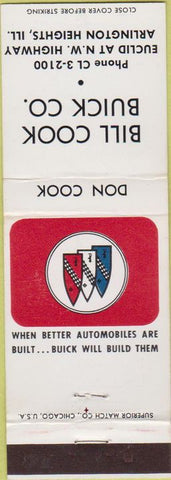 Matchbook Cover - Bill Cook Buick Arlington Heights IL