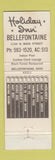 Matchbook Cover - Holiday Inn Bellefontaine OH