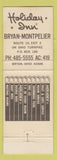 Matchbook Cover - Holiday Inn Bryan Montpelier OH