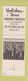 Matchbook Cover - Holiday Inn Cincinnati OH Northeast Mason OH
