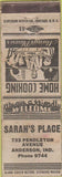 Matchbook Cover - Sarah's Place Anderson IN WORN