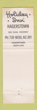 Matchbook Cover - Holiday Inn Hagerstown PA