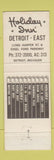 Matchbook Cover - Holiday Inn Detroit MI East