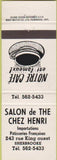 Matchbook Cover - Salon De The Chez Henri Sherbrooke