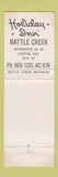 Matchbook Cover - Holiday Inn Battle Creek MI