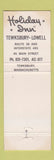 Matchbook Cover - Holiday Inn Tewksbury MA