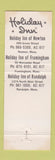Matchbook Cover - Holiday Inn Newton Framingham Randolph MA #1