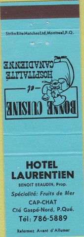 Matchbook Cover - Hotel Laurentien Gaspe Nord QC
