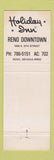 Matchbook Cover - Holiday Inn Reno NV