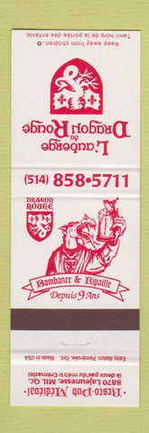 Matchbook Cover - L'auberge Dragon Rouge Montreal QC