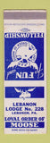Matchbook Cover - Moose Lodge Lebanon PA