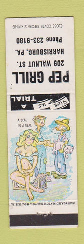 Matchbook Cover - Pep Grill Harrisburg PA hillbilly