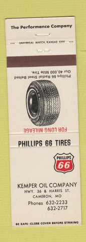 Matchbook Cover - Phillips 66 oil gas Cameron MO