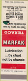 Matchbook Cover - Marfak Texaco oil gas Reedsburg WI