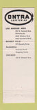 Matchbook Cover - Ontra Cafeterias Los Angeles Chicago Pasadena Hollywood