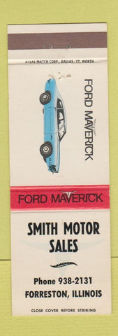 Matchbook Cover - Ford Maverick Smith Motors Forreston IL
