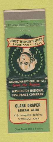 Matchbook Cover - Washington Insurance Clare Draper Waterloo IA