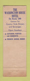 Matchbook Cover - Washington House Hotel Sellersville PA George