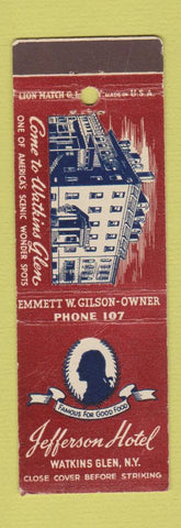 Matchbook Cover - Jefferson Hotel Watkins Glen NY