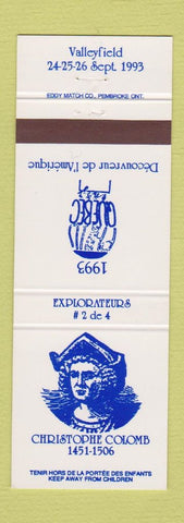 Matchbook Cover - Christopher Columbus Valleyfield QC