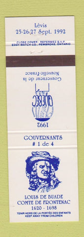 Matchbook Cover - Louis De Buade Comte De Frontenac Levis QC