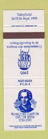 Matchbook Cover - Francois Gaston Duc De Levis Valleyfield QC