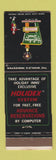 Matchbook Cover - Holiday Inn Racine WI WEAR