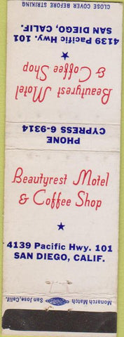 Matchbook Cover - Beautyrest Motel San Diego CA WEAR