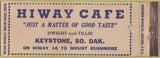 Matchbook Cover - Hiway Cafe Keystone SD