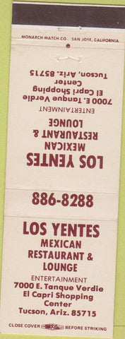 Matchbook Cover - Los Yentes Mexican Restaurant Tuscon AZ