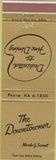 Matchbook Cover - The Downtown Rochester NY