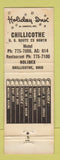 Matchbook Cover - Holiday Inn Chillicothe OH WEAR