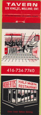 Matchbook Cover - Robertos' Restaurant Welland ON
