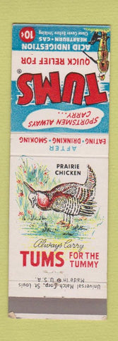 Matchbook Cover - Tums Antacid Prairie Chicken WEAR