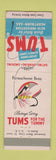 Matchbook Cover - Tums Antacid Parmacheene Beau Fly Fishing Lure