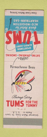 Matchbook Cover - Tums Antacid Parmacheene Beau Fly Fishing Lure
